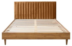 Pat matrimonial arămiu/natural cu somieră 180x200 cm Oceane – Bobochic Paris