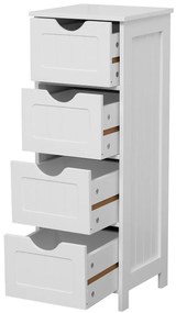 RESIGILAT- Dulap de depozitare pentru baie, cu 4 sertare, multifuncțional, 30x30x82 cm, Alb