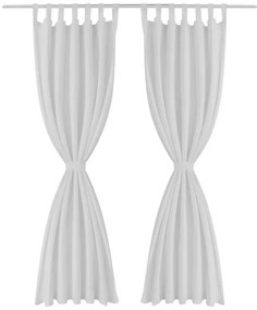 Draperii micro-satin cu bride, 140 x 175 cm, alb, 2 buc. 2, Alb, 175 cm