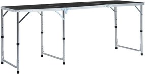 vidaXL Masă de camping pliabilă, gri, 180 x 60 cm, aluminiu
