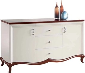 Comodă lemn masiv nuc Milan III Alb-, 164,2 × 46,5 × 90,2 cm