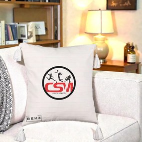 Perna Personalizata CSM Sighetu Marmatiei Sport, 40x40 cm, Bej cu Franjuri, Husa Detasabila, Perna Inclusa, BEKZ®