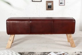 Bancheta din lemn si piele naturala BOCK 120cm