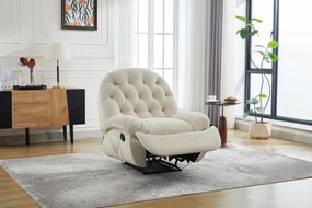Fotoliu Recliner, suport picioare extensibil, Piele Ecologica, Ivory
