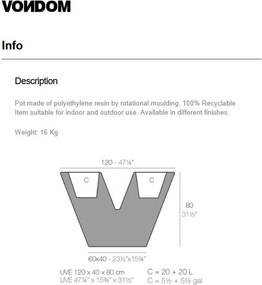 Jardiniera / Ghiveci plante design decorativ modern exterior / interior UVE 120x40x80cm