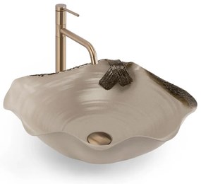 Lavoar pe blat Rea Handmade ART HM-22 asimetric 49 cm bej mat