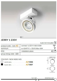Spot aplicat directionabil JERRY 1 negru ZZ AZ1367