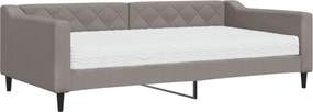 vidaXL Pat de zi cu saltea, gri taupe, 100x200 cm, textil