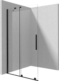 Paravan dus sticla securizata walk-in cu usa glisanta, 140x195 cm, negru mat, Deante Prizma Negru mat, 1400x1950 mm