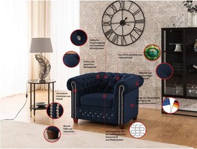 Fotoliu albastru chesterfield cu tapițerie din catifea York Blik – Ropez