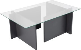 Masuta cafea VETRINO, gri antracit/transparent, sticla/PAL, 105x65x40