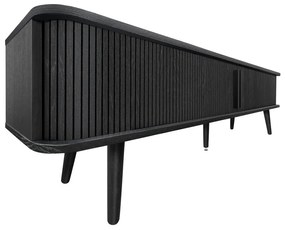 Comodă TV neagră cu aspect de lemn de stejar 178x50x40 cm Rove – Woodman