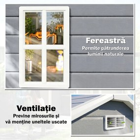 Outsunny Magazie Metalica pentru Gradina Gri Spatiu Depozitare Exterior | Aosom Romania