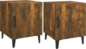 vidaXL Noptiere de perete, 2 buc., stejar fumuriu, lemn prelucrat