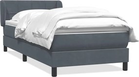 vidaXL Pat box spring cu saltea, gri închis, 80x210 cm, catifea