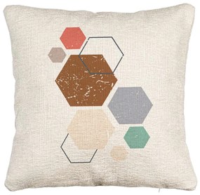 Perna Decorativa Canapea, Model Forme Geometrice 3, Multicolor 40x40 cm, Cu fermoar