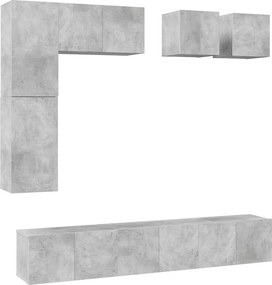vidaXL Set de dulapuri TV, 8 piese, gri beton, lemn prelucrat