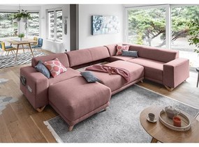 Colțar roz extensibil/cu spațiu de depozitare (cu colț pe partea dreaptă/în formă de "U") Classy Sophie – Miuform