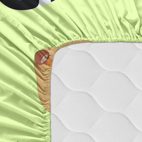 Cearceaf elastic din bumbac Mr. Fox Wild, 90 x 200 cm, verde