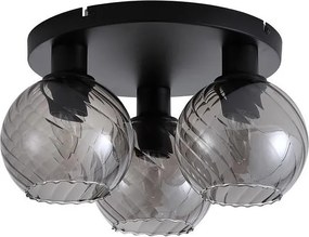 Plafoniera cu 3 becuri metal negru, sticla fumurie Radiance