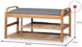 Supermobel Pantofar ST13, 100x50x33, bambus/gri