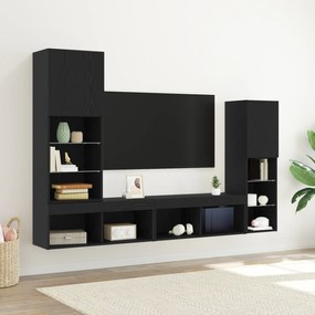 Dulap TV vidaXL Stejar Negru 30.5x30x102 cm Lemn Ingineresc