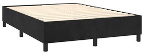 Pat box spring cu saltea, negru, 140x190 cm, catifea Negru, 140 x 190 cm, Cu blocuri patrate