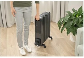 Sencor - Radiator electric pe ulei cu 11 aripioare, 1000/1200/2400 W, 230 V, Wi-Fi, negru