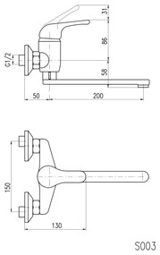 Baterie pentru chiuvetă/lavoar RAV Slezák SAZAVA SA001.5/23 - crom lucios