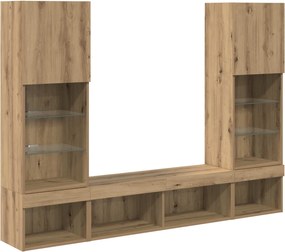 vidaXL Unități TV de perete cu LED cu led 5 pcs Stejar Artizanal