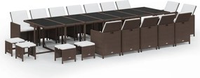 vidaXL Set mobilier de grădină cu perne, 19 piese, maro, poliratan