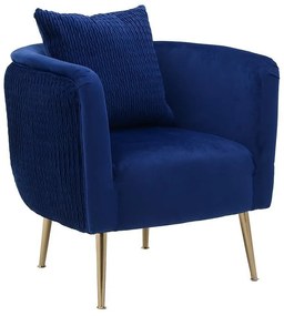 Fotoliu Blue Gold Velvet 76 cm x 74 cm x 72 cm