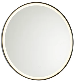 Oglinză de baie neagră 70 cm cu LED cu dimmer tactil - Miral