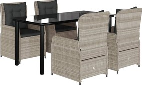 vidaXL Set mobilier de grădină cu perne, 5 piese gri deschis poliratan