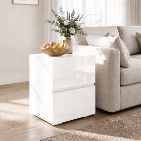 HOMCOM Set de 2 Noptiere cu 2 Sertare, Alb | Aosom Romania