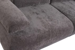 Canapea cu 3 locuri din bumbac, gri, spătar rabatabil, picioare sferice din lemn, material rezistent la pete, 85 x 220 x 111 cm, „Èze”