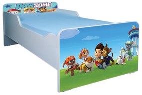 Pat baieti 2-6 ani Paw patrol 2 cu saltea 130x60 cm, fara sertar ptv3317