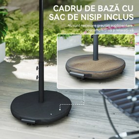 Outsunny Umbrelă 3x3 m cu Bază, Sac de Nisip, Manivelă, Gri Închis | Aosom Romania