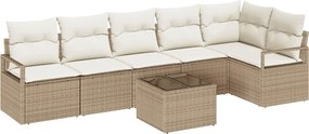 vidaXL Set de canapea cu pernă 7 pcs Bej poliratan