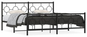 376249 vidaXL Cadru pat metalic cu tăblii de cap/picioare, negru, 183x213 cm