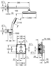 Grohe Vitalio Comfort set de dus ascuns cu termostat da StarLight Chrome 34882000