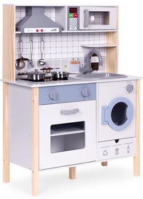 Bucătărie realistă pentru copii din lemn cu lumină LED, sunete și accesorii