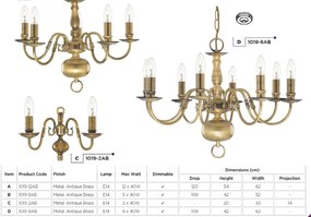 Aplica de perete traditionala stil clasic Flemish alama 1019-2AB SRT