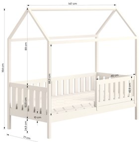 Pat Nemos copii tip căsuță joasă - pin, 70x140