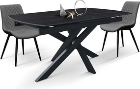 Masă Alma extensibilă, sticlă ceramică-picior metalic