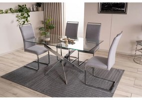 Masa Bucatarie Si Dining AGIS II Sticla/Crom 140x80 cm