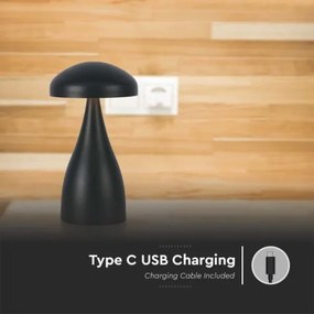 Lampă de birou LED reglabilă, reîncărcabilă, 1W, 5V, 3000-6000K, 1800 mAh, negru