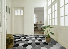 Linoleum Model Pembroke 909M, Latime 200 cm, Alb/Negru