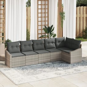 vidaXL Set de canapele cu 6 piese cu perne Bej ratan polipropilenic