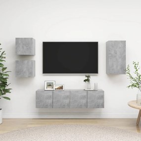 vidaXL Set de dulapuri TV, 5 piese, gri beton, lemn prelucrat
